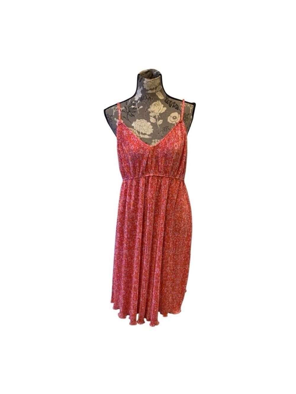 BEACHSISSI Coral Red Floral Spaghetti Strap Dress size XL